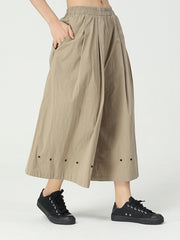 Women Solid Color Irregular Straight Casual Pants