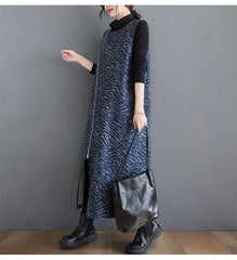 Women High Collar Color Matching Casual Bottoming Dress