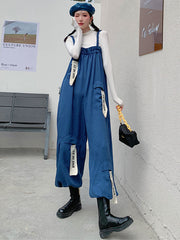 Letter Patch Loose Casual Wide-leg Jumpsuit