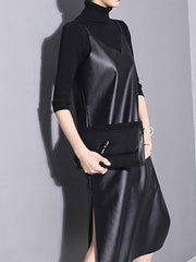 Casual PU Split-side Vest Dress