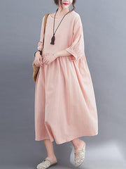 Original Solid Puff Sleeve Dress