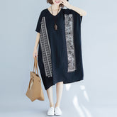 V-Neck Loose Print Midi Dress