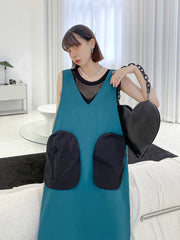 Sleeveless Summer Color-Block Maxi Dress