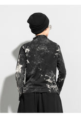 Women Tie Dye Slimming Irregular Bottoming Shirt