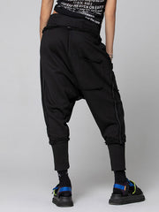 Harem Pants Roomy Elasticity Pure Color Split-Joint Ninth Pants Trousers