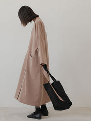 Women Loose V-Neck Solid Color Dress