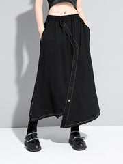 Women Buttons Decorated Casual Long Skirts