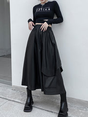 Minimalist Irregularity Elasticity Pure Color PU Skirts Bottoms