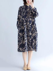 Loose Flower Printed Comfortable Midi Dress