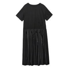 Contrast Stitching Short Sleeve Loose Slim Dress