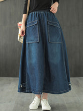 Solid A-Line Denim Skirts