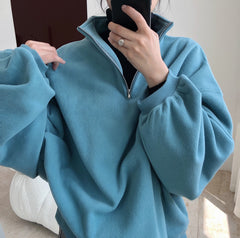 Women Retro Stand Collar Sweatshirt