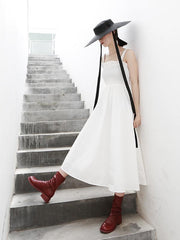 Solid Sleeveless Backless A-Line Dress