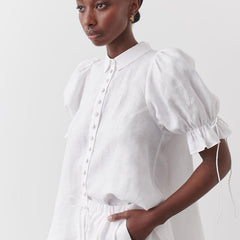 Puff Sleeve Loose Solid Urban Casual Shirt