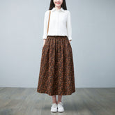 Retro Floral Elastic Waist A-Line Skirt