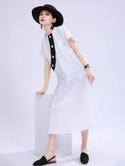 Irregular Split-Joint A Line Button Midi Dress