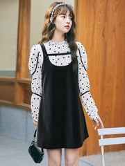 Fake Two Floral Printed Long Sleeve Mini Dress