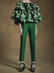 Trendy Tops Loose Tiered Falbala Polka Dot  Blouses&Shirts Tops