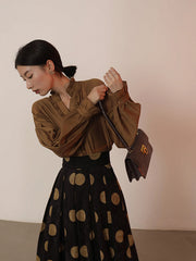 Retro Polka Dot High Waist A-Line Pleated Skirt