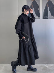Simple Stitching Long Sleeve Loose Dress