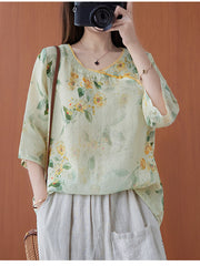 Retro Print Loose Short Sleeve T-Shirt