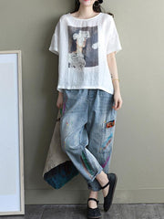 Artistic Retro Floral T-Shirts Tops