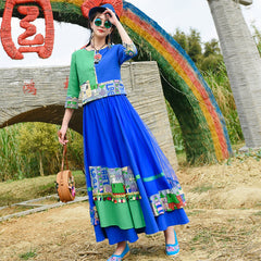 Ethnic Embroidered Shirt With Mesh Patch Tassel Skirt Suit