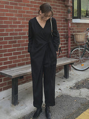 Simple Casual Irregular Lace-Up Jumpsuit