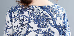 Women Retro Print Loose Dress