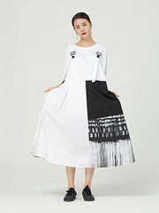 Irregular Printed Split-Joint Plus Size Maxi Dress