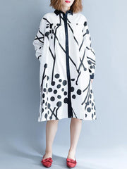 Printed Mid-Length Loose Lapel Shirt