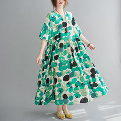 Round Neck Print Polka Dot Pullover Casual Dress