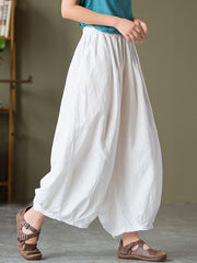 Solid Color Elastic Waist Loose Casual Pants