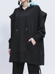 Women Hooded Stitching Casual Sweatshirt