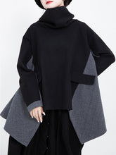 Women Loose Pullover High Collar Casual Sweatshirt