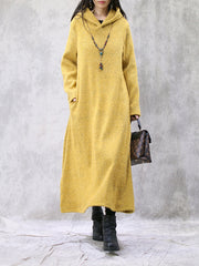 Vintage Simple Plush Hooded Dress