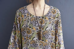 Ethnic Style Retro Print Loose Maxi Dress