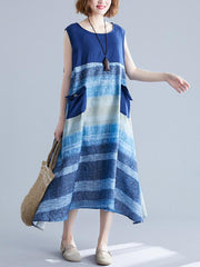 Loose Cropped Sleeveless Splicing Dress