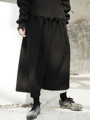 Simple Loose Black Split-joint Wide Leg Pants