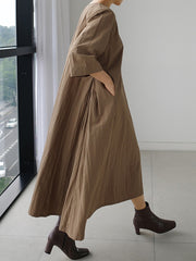 Loose Solid V-Neck Maxi Dress