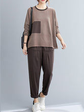 Two Pieces Loose Split-Joint Blouse And Harem Pants