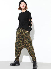 Casual Drop-crotch Camouflage Harem Pants