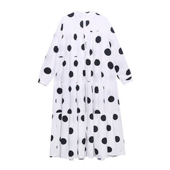 Women Round Neck Polka Dot Retro Dress