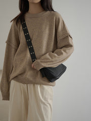 Women Simple Stitching Casual Sweater