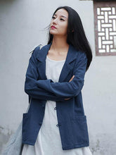 Vintage Solid Color Button Lapel Outwear