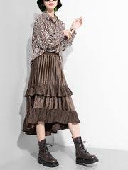 Women Irregular Solid Color Skirt