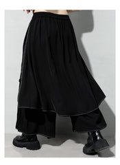 Stitching Fake Two-Piece Irregular Cropped Wide-Leg Pants