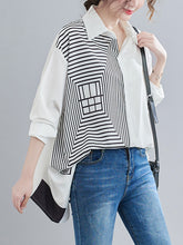Women Irregular Personality Stitching Lapel Shirt