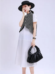 Irregular Split-Joint A Line Button Midi Dress