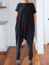 Casual Loose Solid Color Off-The-Shoulder Short Sleeves Jumpsuit